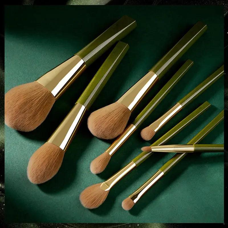 Timber Glow Wood Handle Makeup Brush Set - Glowup