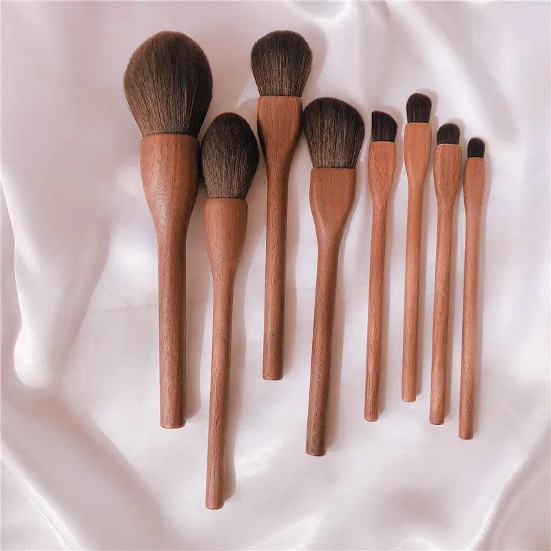 Timber Glow Wood Handle Makeup Brush Set - Glowup